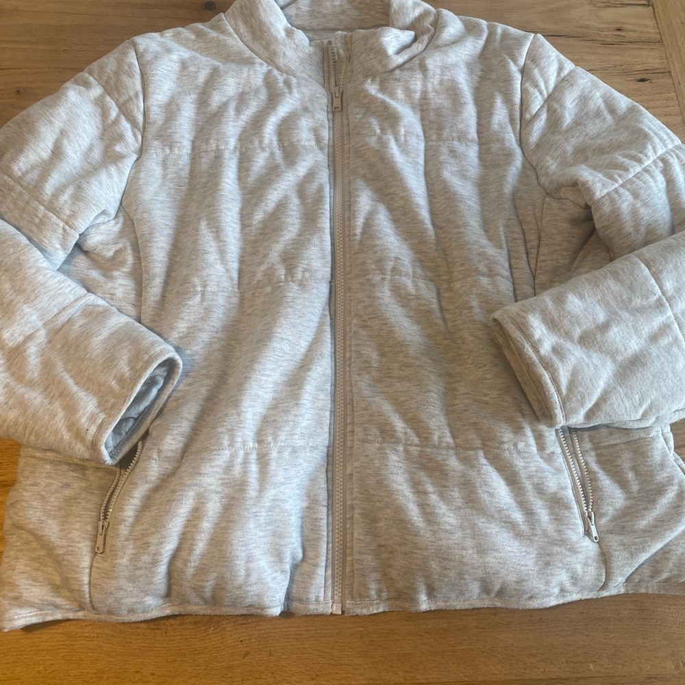 Three‎ Dots Light Gray Puffer Jacket Womenms XL preloved